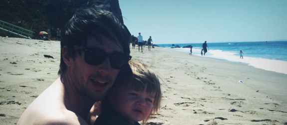 finn-beachtime Finn and Dad at Zuma Beach