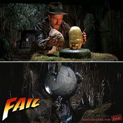 FAIL Indiana Jones swap golden idol Raiders