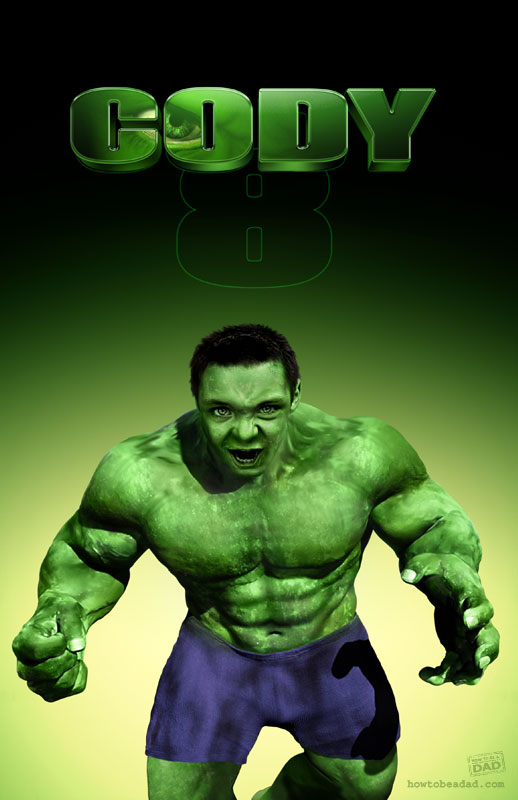 Cody 8th Birthday as the Incredible Hulk