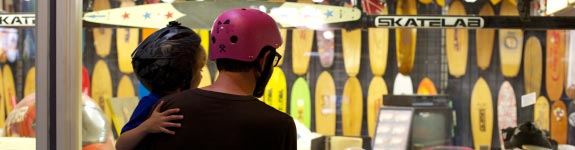 Father and son at the skate park