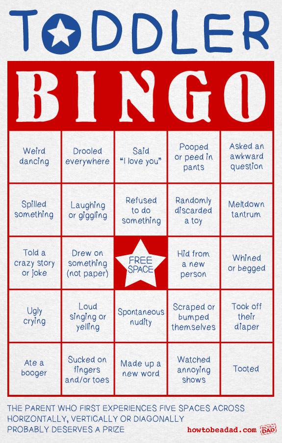 Toddler Bingo Game for parents who need to win something