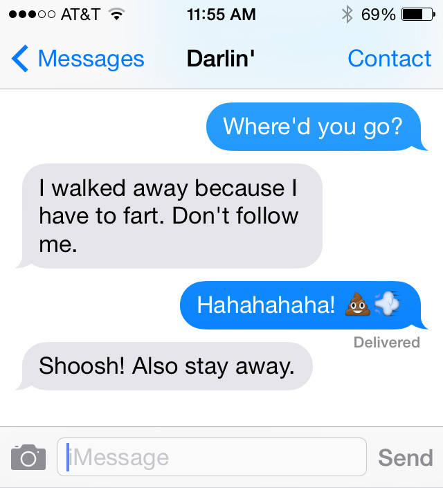 My wife just texted farting