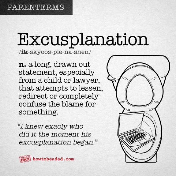 Funny Parenting Word Excusplanation