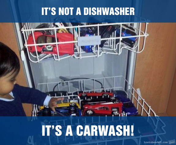 Funny Kid Mess-uses Carwash Dishwasher