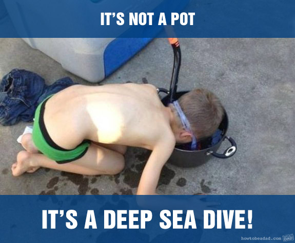 Funny Kid Mess-uses deep sea dive