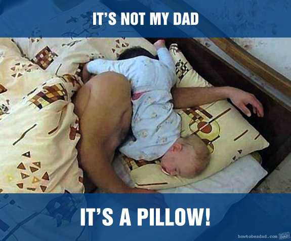 Funny Kid Mess-uses Dad Pillow
